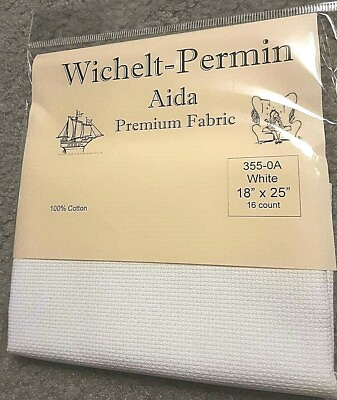 #ad Wichelt Imports PREMIUM Cross Stitch Fabric AIDA 16ct 18quot; X 25quot; WHITE $15.93