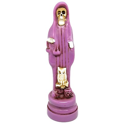 #ad Santa Muerte Morada Estatua Curada Holly Death Statue Purple Fixed Handmade $25.99