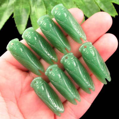 #ad #ad 8Pcs 33x12x8mm Manmade Green Jade Cicada Pendant Bead Q11777 $14.93