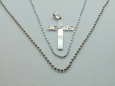 #ad Jesus Christian Cross Stainless Steel Pendant Necklace with Choice of Chain $6.57
