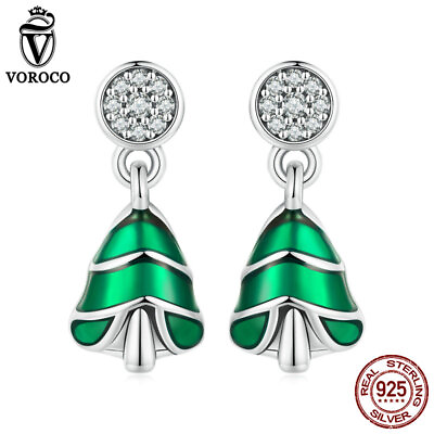#ad Fashion 925 Sterling Silver Christmas Tree CZ Stud Earrings Jewelry Women Voroco GBP 9.28