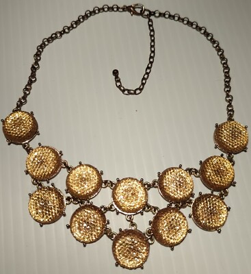 #ad New York And Co Necklace Bib Statement Boho Gold Tone Cluster Honeycomb $12.28