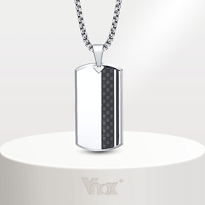 #ad Vnox Men#x27;s Free Engraving Stainless Steel Tag Pendant Necklace Backside Custom $6.99