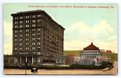 #ad Postcard Hotel Schenley Soldiers Sailors Monument Pittsburgh PA c.1913 $14.75