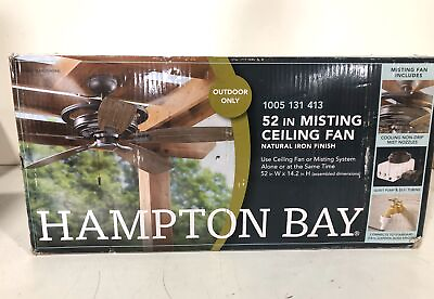 #ad Hampton Bay 52 in. Misting Fan Outdoor Only Natural Iron Ceiling Fan New $137.74