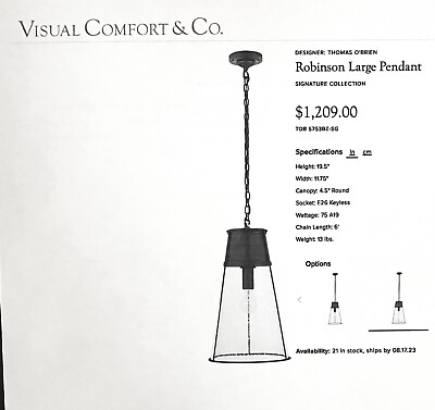 #ad Visual Comfort Pendant Light Lg Clear Glass amp; Bronze Finish $550ea. 1 of 2 avail $550.00