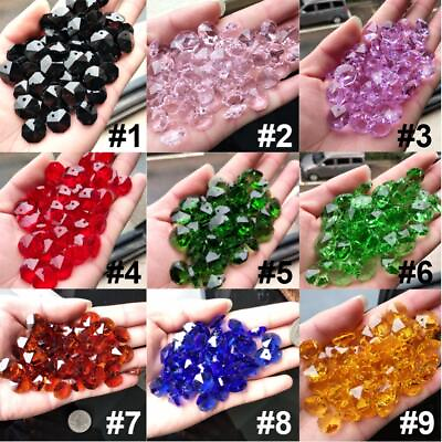 #ad 14mm Crystal Prism Glass Octagon Bead Chandelier Chain Ornament Spacer Decor $7.99
