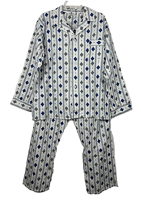 #ad NOS Sanforized 100% Cotton Blue Print Vintage Pajamas Set Mens C $145.00