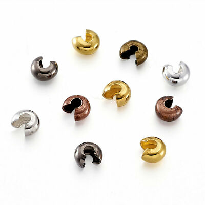 #ad 500pcs Mixed Color Iron Crimp Bead Covers Smooth Half Round Jewelry Findings 5mm $9.31