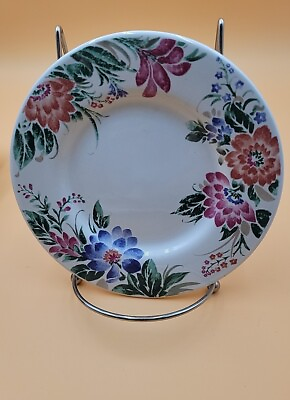 #ad 1995 Farberware Theresa 458 Appetizer 6.25quot; Plate Bright amp; Bold Floral Border $15.00