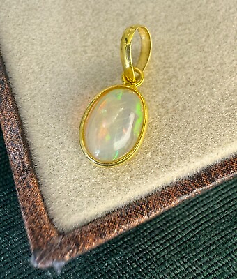 #ad Natural Opal Gold Charm18k Gold Pendant Handmade Gold Charm Multi color Opal $35.23