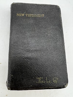 #ad Vintage Collins New Testament Pocket Sz Clear Type Press 1941 Leather Imperfect $19.99