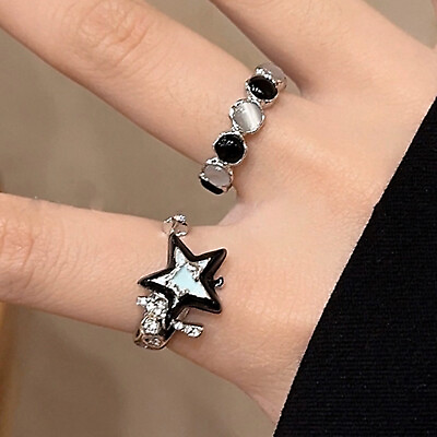 #ad Fashion Irregular Metal Ring Opal Jewelry Shiny Pentagram Cute Star Women $1.31