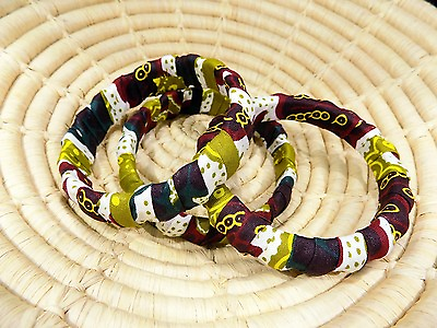 #ad African Fancy Wax Print Kitenge Ankara Fabric Bangle Set new bracelets jbak116 $9.97