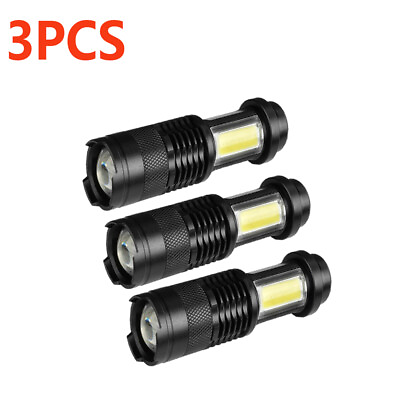 #ad 3PCS 10000LM XPE COB LED Mini Flashlight 14500 AA 4Modes Zoomable Pocket Torch $13.76