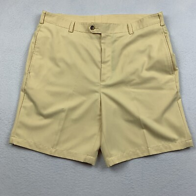 #ad Donald Ross Shorts Men#x27;s 38 Yellow Flat Front Golf Chino Polyester $14.85