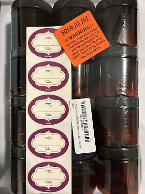 #ad 4 Oz Amber Plastic Jars with Lids and Labels 12 Pack Empty Brown Cosmetic Conta $20.00