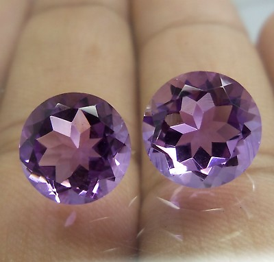 #ad 10 MM Calibrated Size Top Grade Natural Faceted Amethyst Round Shape 2 Piece Lot $20.12