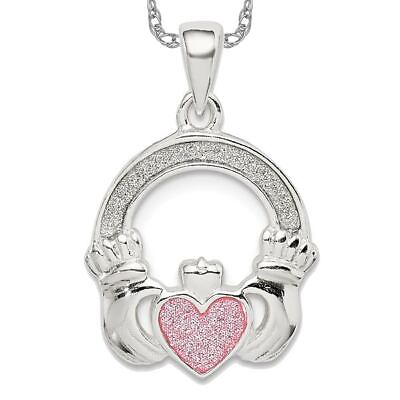 #ad 925 Sterling Silver Claddagh Necklace Charm Pendant $139.00
