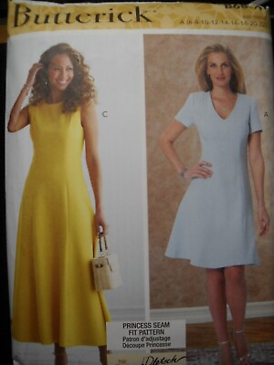 #ad Dress with Princess Seams V Neck Misses Size 6 22 Butterick 6850 Sewing Pattern* $13.24
