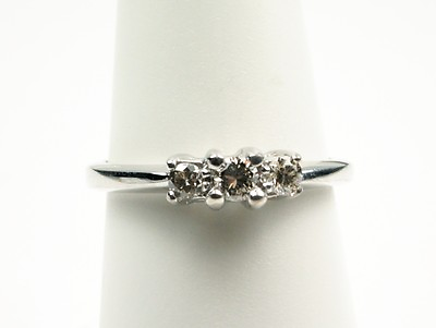 #ad 14k White Gold Three Stone Diamond Ring Size 6.5 $347.99