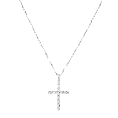 #ad Finecraft 1 10 cttw Diamond Cross Pendant Necklace in Sterling Silver 18quot; $59.99