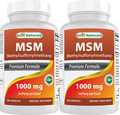 #ad 2 Pack Best Naturals MSM 1000 mg 180 Capsules $19.88