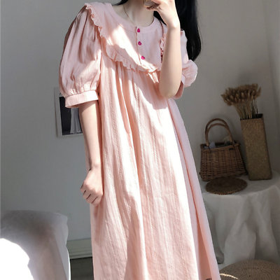 #ad Lady Cotton Lolita Nightdress Gown Short Dress Medieval Princess Sleepwear AU $44.65