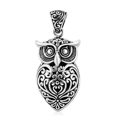 #ad BALI LEGACY Filigree Owl Pendant for Women 925 Sterling Silver Oxidized 8 g Gift $14.99