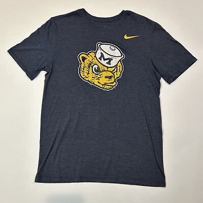 #ad Michigan Wolverines Shirt Adult Medium Blue Nike Athletic Cut College Football $11.99