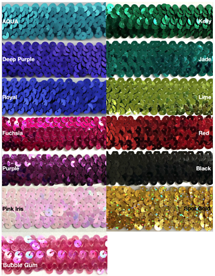 #ad 3 ROW 1quot; STRETCH SEQUIN TRIM 10 Continuous Yards Many Colors Available $18.75
