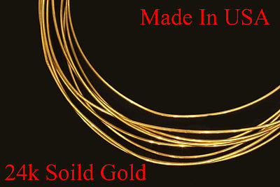 #ad 1quot; 12quot; 24k PURE .999 solid yellow round gold wire gauge 30 gauges Brand new $10.78