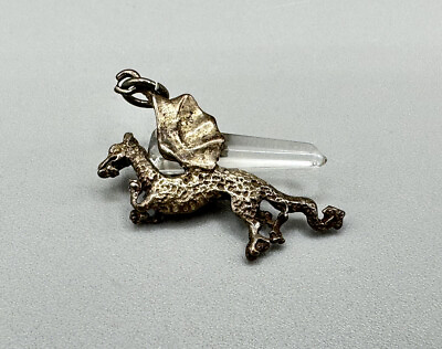 #ad Sterling Silver 925 Dragon Necklace Pendant With Quartz Crystal Vintage Mini 1” $23.99