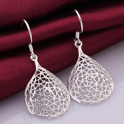 #ad 3 Pair Wholesale 925Sterling Silver Hollow Waterdrop Women Dangle Earrings E548 $11.65
