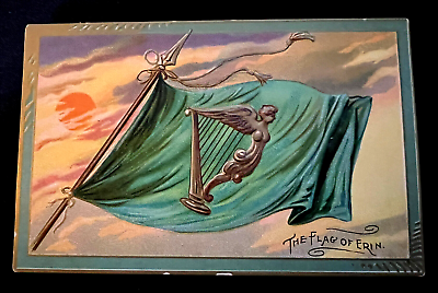 #ad Tuck Antique St.Patrick#x27;s Day Postcard IRISH FLAG of Erin g614 $7.99