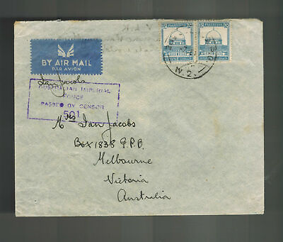 #ad 1940 Palestine Censored Base PO cover to Victoria Australia AIF $30.00