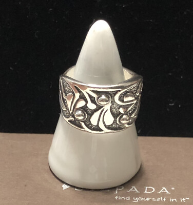 #ad SILPADA Sterling Silver Floral Vine Holy Trinity Wide Band Ring Sz 9.5 R1686 HTF $89.00