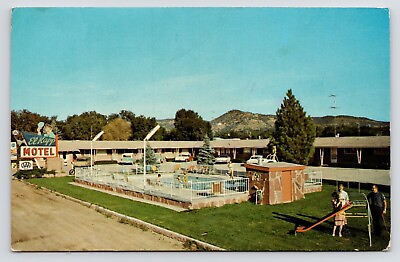 #ad c1950s Raton El Kapp Motel Pool amp; Slide Junction 85 New Mexico NM VTG Postcard $7.85