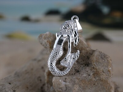 #ad Silver mermaid pendant 1 3 8quot; .925 Sterling siren charm Diamond cut $20.00