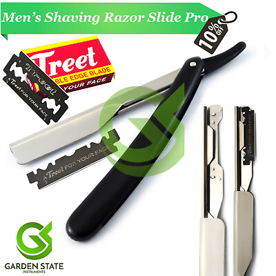 #ad Barber Straight Shaving Razor Slide Latch Man Cut Beard Shave Razor Shaver Blade $8.89
