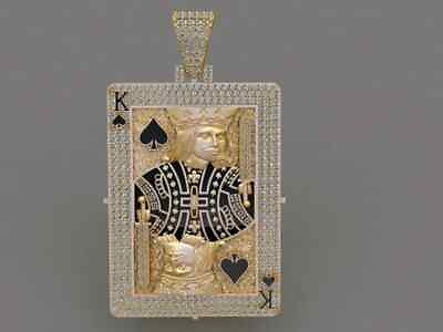 #ad Real Moissanite 7.50Ct Round Card Poker 2quot; Pendant Men#x27;s 14K Yellow Gold Plated $239.99