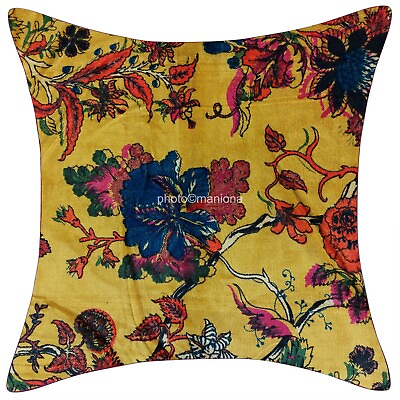 #ad 2 Piece Lot Velvet Cushion Cover Ethnic Indian floral Paradise Printed Velvet $21.08