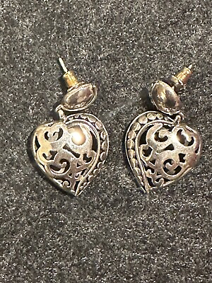 #ad Sterling silver filigree heart earrings $25.00