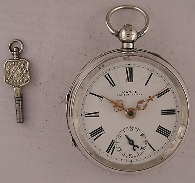 #ad Superb Silver KAY#x27;S WORCESTER 130 YearsOld ENGLISH Pocket Watch Serviced Perfect $425.00