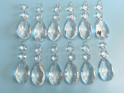 Teardrop Replacement Chandelier Glass Crystals Pendant Beads Prisms 12 Pcs $24.99