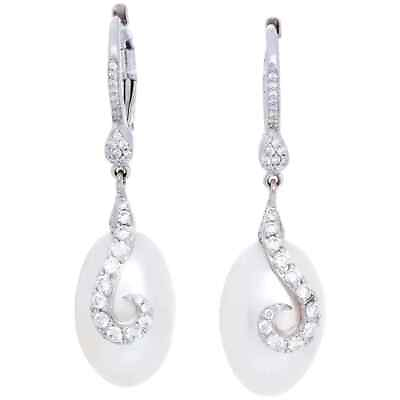 #ad Rhonda Farber Green 18K White Gold Pearl and Diamond Earrings $1295.00