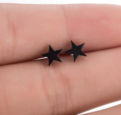 #ad Unisex Punk Tiny Titanium Star Silver Gold Black Stud Earrings $9.99