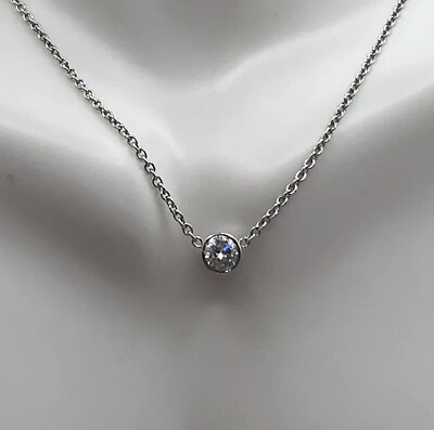#ad 18K 750 Solid White Gold Diamond Necklace 1 2ctw Gorgeous Pendant 18” Chain 3.5g $1487.50