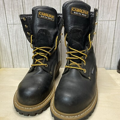 #ad Carolina Women’s Boots Safety Steel Toe Logger Black Leather Work CA1420 Sz 6.5 $75.00