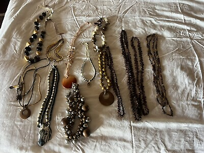 #ad Vintage Jewelry Lot Unique Africa Tribal Boho Style Necklaces. Carol Halmy Zebra $11.16